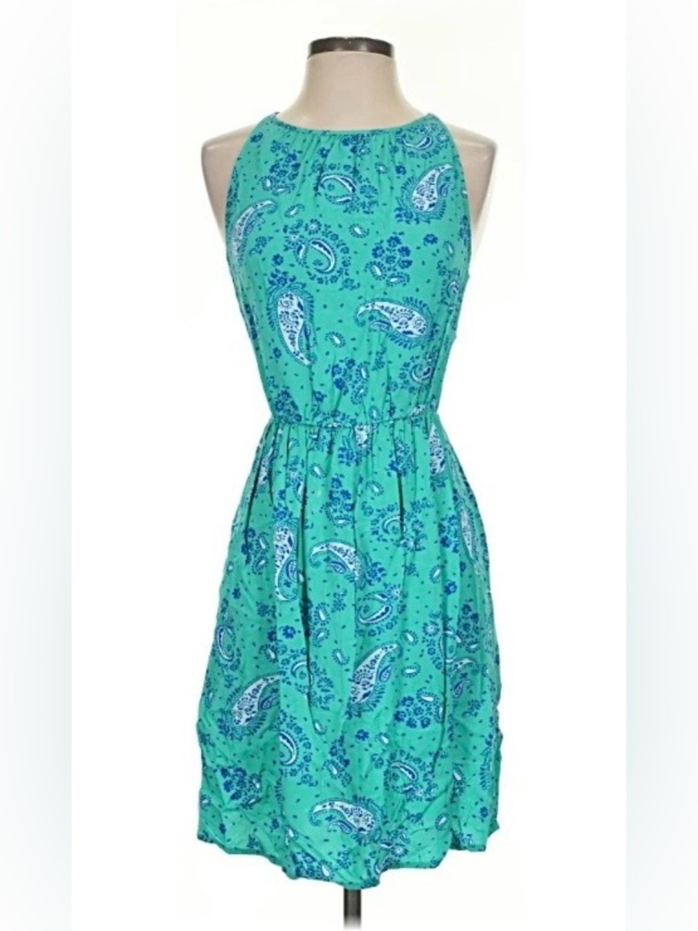 Old Navy Teal Paisley Halter Dress